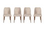 Hanah Home Nova 071 V4 Juego de 4 Sillas Crema y Nogal